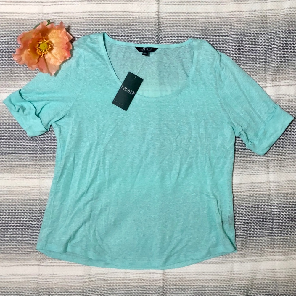 NWT Lauren Ralph Lauren 100% Linen Blouse, L